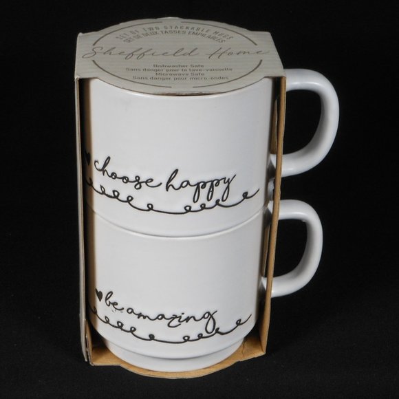 2 new stackable coffee mugs. Sheffield Home message mugs - Picture 1 of 4